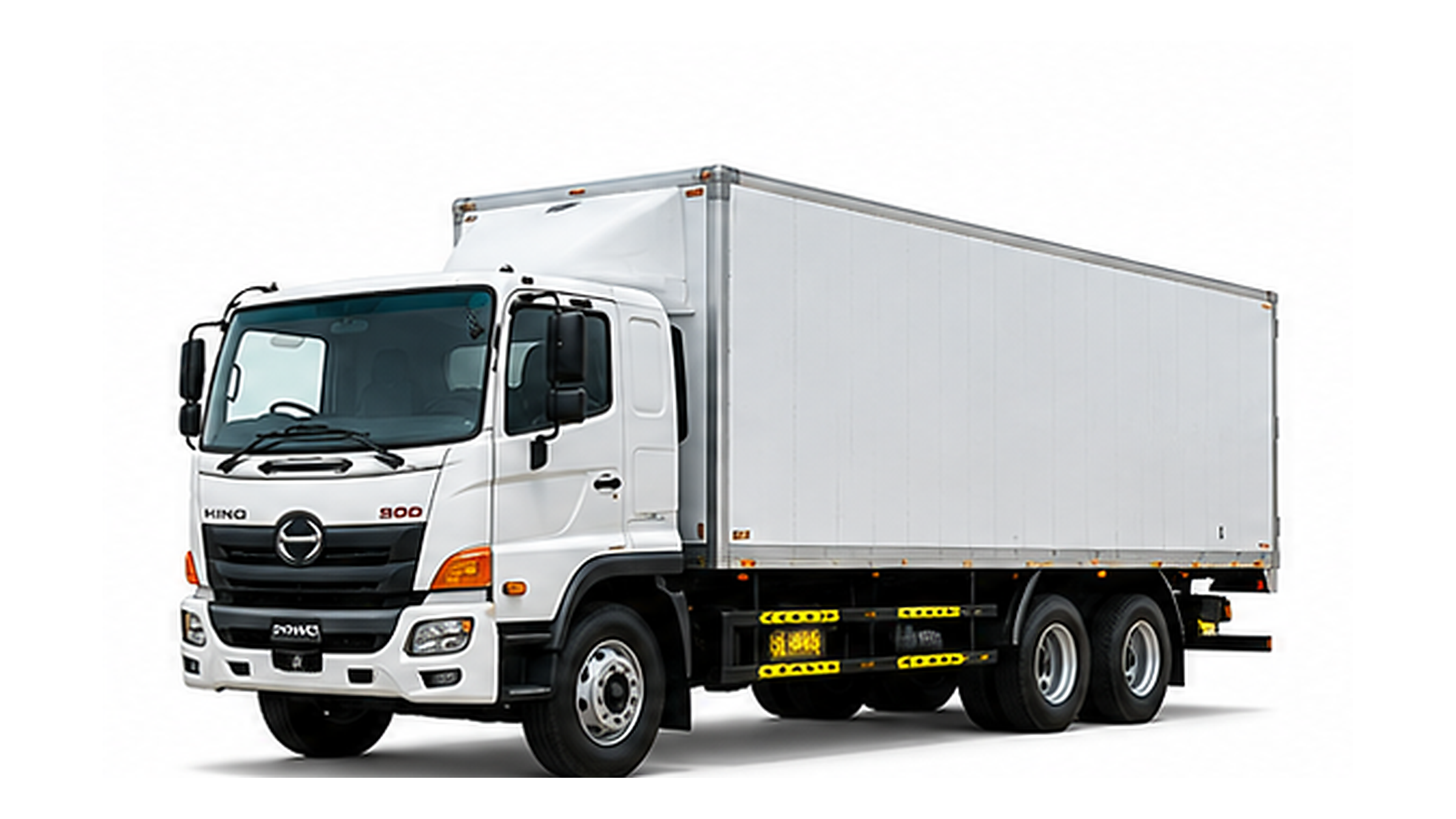Large box truck with twin rear axles